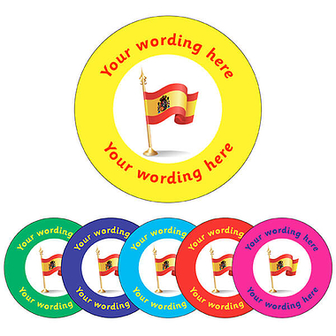 Personalised Spanish Flag Stickers (70 per sheet - 25mm)