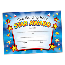 Personalised Star Award Landscape Certificate - A5