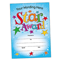 Personalised Star Award Portrait Certificate - A5