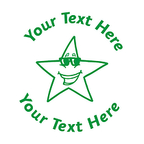 Personalised Star with Sunglasses Stamper - Green - 25mm