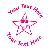 Personalised Star with Sunglasses Stamper - Pink - 25mm