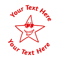 Personalised Star with Sunglasses Stamper - Red - 25mm