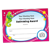 Personalised Swimming Seahorse Certificate - A5