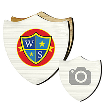 Personalised Upload Your Own Image Bamboo Shield Badge 