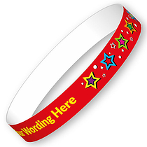 Personalised Wristbands - Coloured Stars (5 Wristbands - 15mm x 250mm)