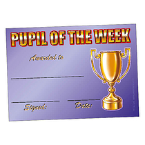 Pupil of the Week Certificates - Trophy (20 Certificates - A5)