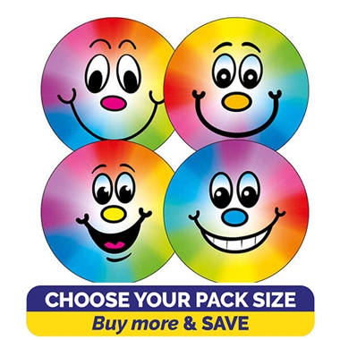Rainbow Smiley Stickers (32mm) Brainwaves
