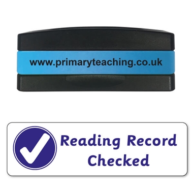 Reading Record Checked Stakz Stamper - Blue - 44 x 13mm