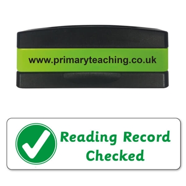 Reading Record Checked Stakz Stamper - Green - 44 x 13mm
