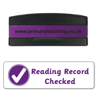 Reading Record Checked Stakz Stamper - Purple Ink (44mm x 13mm)
