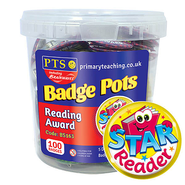 Reading Reward Badge Pot (100 Badges - 38mm) Brainwaves
