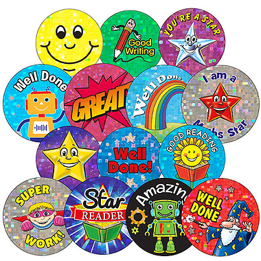 Mixed Sparkly Stickers in Various Sizes Holographic  (30 Stickers)