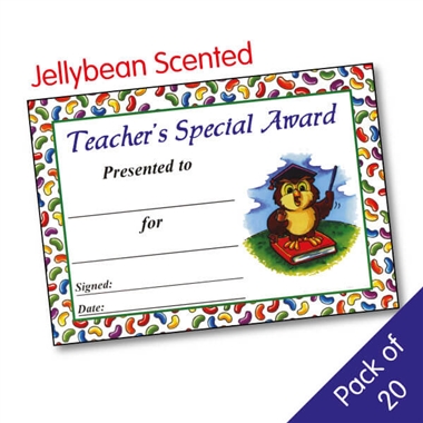 Scented Jellybean Certificates - Teacher's Special Award (20 Certificates - A5)