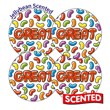 Scented Jellybean Stickers - Great (20 Stickers - 32mm)