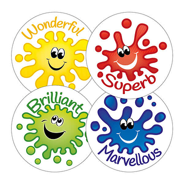 Scented Jellybean Stickers - Happy Splash (45 Stickers - 32mm)