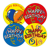 Scented Strawberry Stickers - Happy Birthday (35 per sheet - 37mm) OUT OF STOCK - TRY XT43