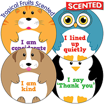 Scented Tropical Fruit Stickers - Mixed Manners (35 per sheet - 37mm)