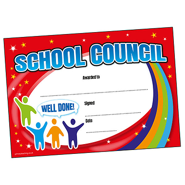 School Council Certificates - Red (20 Certificates - A5)