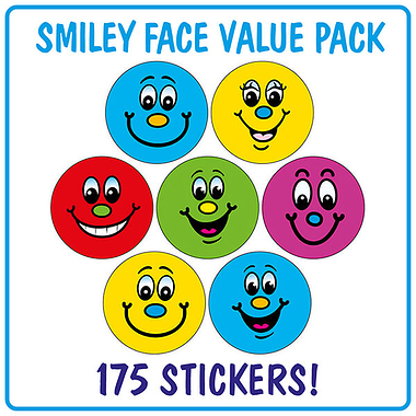 Smiley Face Dot Stickers (175 Stickers - 20mm) Brainwaves