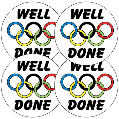 Sports Day Stickers - Well Done Rings (35 Stickers - 37mm)