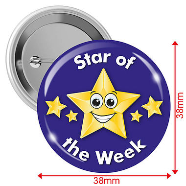Star of the Week Badges - Blue (10 Badges -38mm)