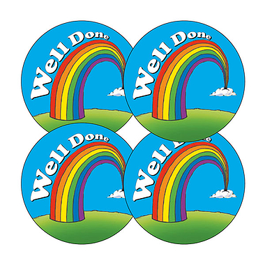 20 Well Done Rainbow Stickers - 32mm