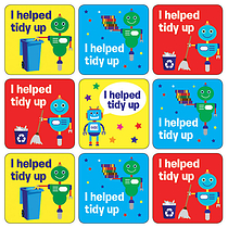 Tidy Up Stickers - Robot (35 Stickers - 20mm)