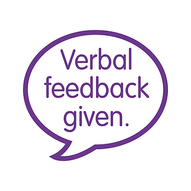 Verbal Feedback Given Speech Bubble Stamper - Purple - 25mm