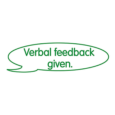 Verbal Feedback Given Stamper - Green - 38 x 15mm