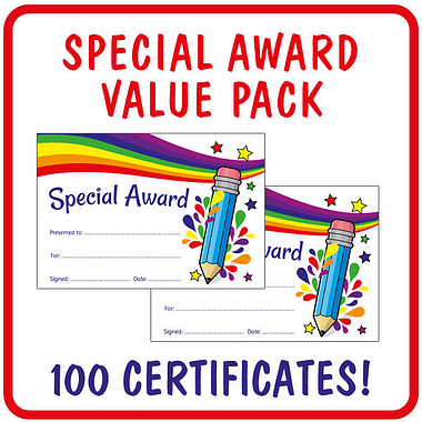 Sparkly Special Award Certificates Value Pack (100 Certificates - A5)