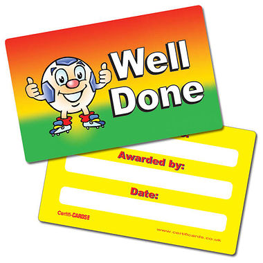 Well Done Football CertifiCARDS (10 Cards - 86mm x 54mm)
