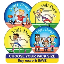 Well Done Sports Day Stickers - 37mm