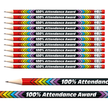 12 100% Attendance Award Pencils