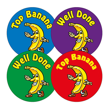 Scented Banana Stickers - Top Banana (45 Stickers - 32mm)