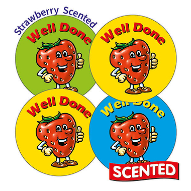 Scented Strawberry Stickers - Well Done (20 Stickers - 32mm)