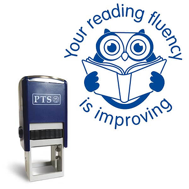 Your Reading Fluency Is Improving Stamper - Blue - 25mm