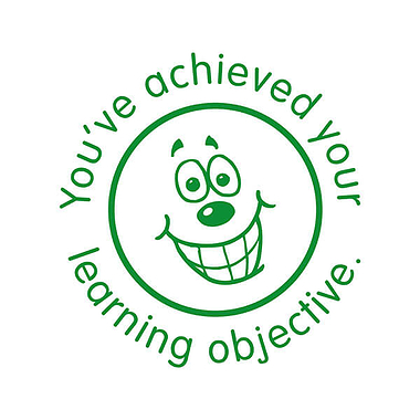 You've Achieved Your Learning Objective Smiley Stamper - Green - 25mm
